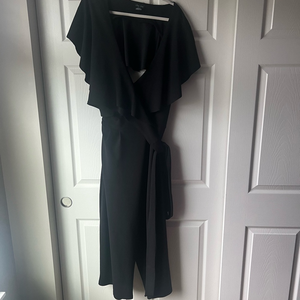 City chic wide leg ankle jumpsuit-wrap